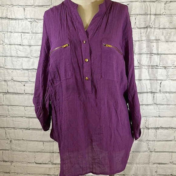 Women’s purple Unique Spectrum long tunic top 2X - Picture 1 of 6